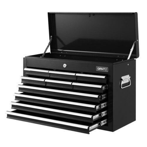 Giantz 10 Drawer Tool Box Cabinet Chest Toolbox Storage Garage Organiser Black - Image 2
