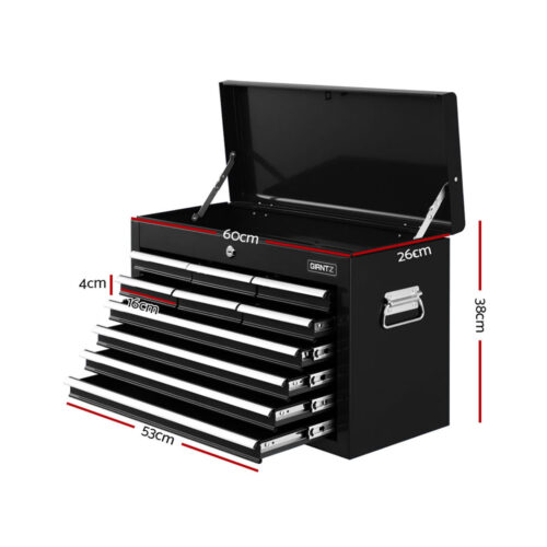 Giantz 10 Drawer Tool Box Cabinet Chest Toolbox Storage Garage Organiser Black - Image 3