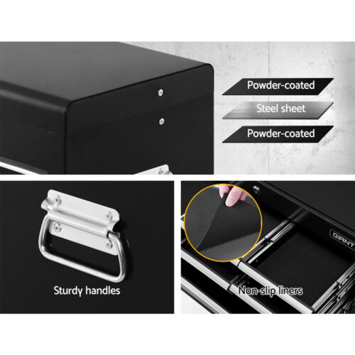 Giantz 10 Drawer Tool Box Cabinet Chest Toolbox Storage Garage Organiser Black - Image 4