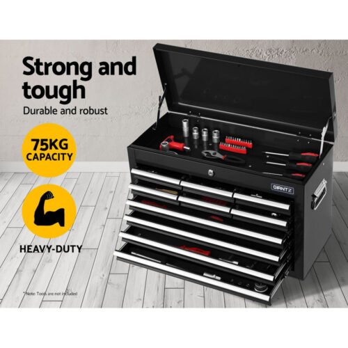 Giantz 10 Drawer Tool Box Cabinet Chest Toolbox Storage Garage Organiser Black - Image 5