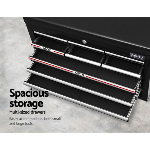 Giantz 10 Drawer Tool Box Cabinet Chest Toolbox Storage Garage Organiser Black - Image 6