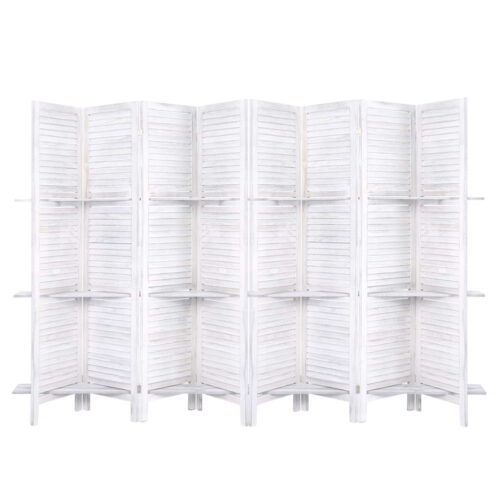Artiss 8 Panel Room Divider Screen 326x170cm Shelf White - Image 2