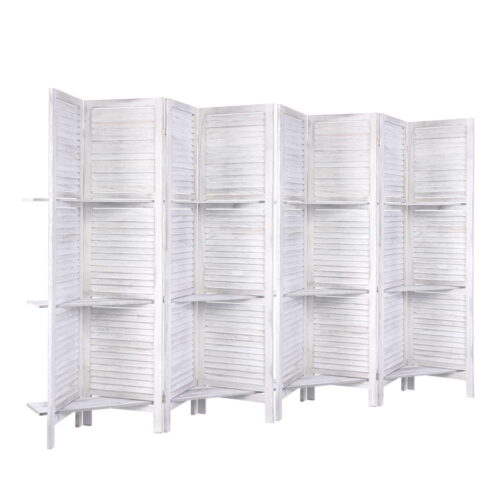 Artiss 8 Panel Room Divider Screen 326x170cm Shelf White - Image 4