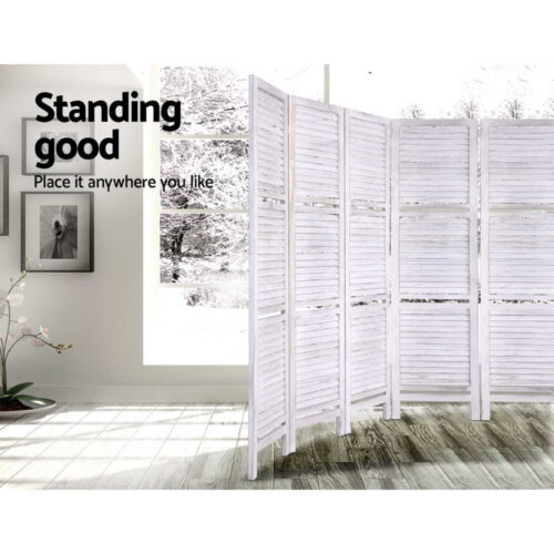 Artiss 8 Panel Room Divider Screen 326x170cm Shelf White - Image 6