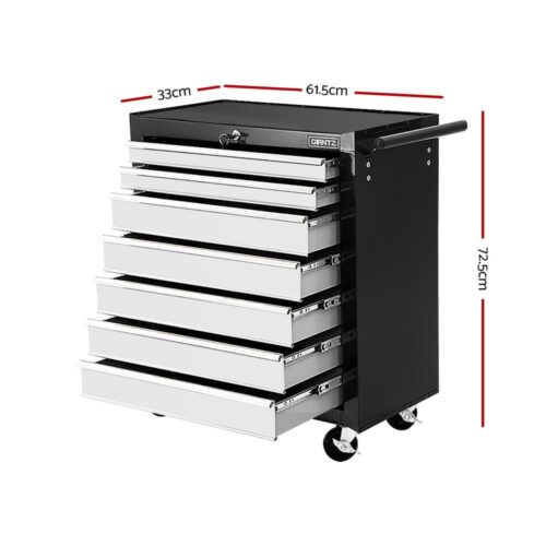 Giantz 7 Drawer Tool Box Cabinet Chest Trolley Storage Garage Toolbox Grey - Image 3