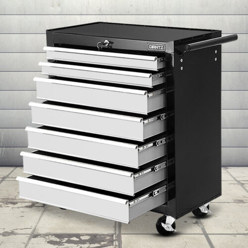 Giantz 7 Drawer Tool Box Cabinet Chest Trolley Storage Garage Toolbox Grey - Image 8