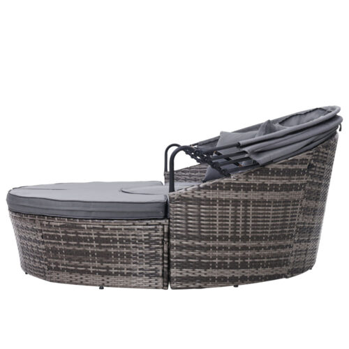 Gardeon Sun Lounge Setting Wicker Lounger Day Bed Patio Outdoor Furniture Grey - Image 5