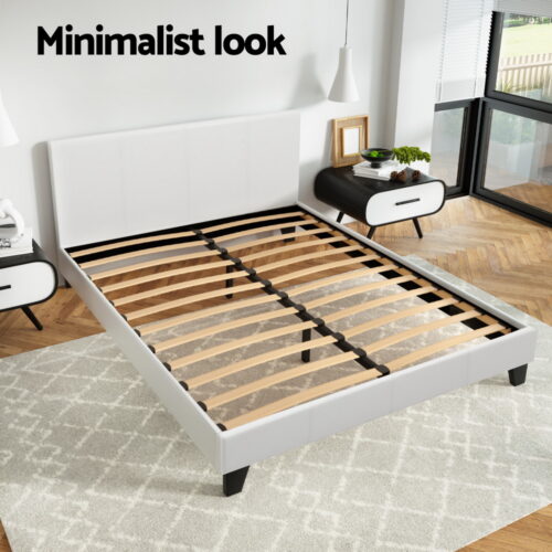Artiss Bed Frame Double Size White NEO - Image 4