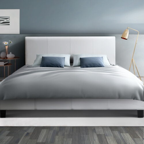 Artiss Bed Frame Double Size White NEO - Image 7
