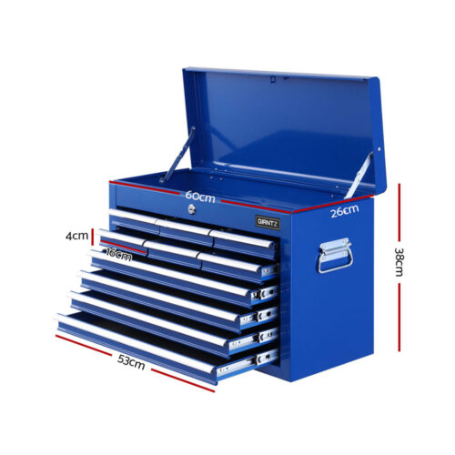 Giantz 10 Drawer Tool Box Cabinet Chest Toolbox Storage Garage Organiser Blue - Image 3