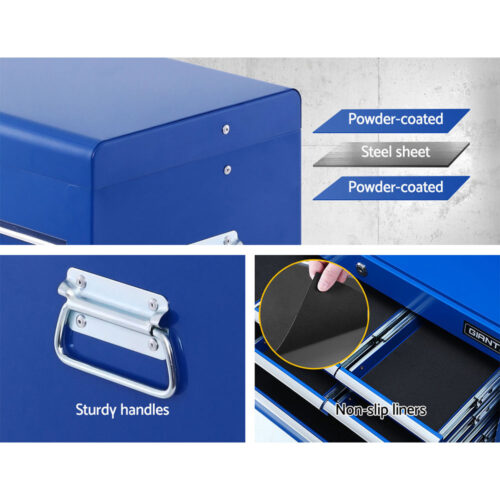 Giantz 10 Drawer Tool Box Cabinet Chest Toolbox Storage Garage Organiser Blue - Image 4