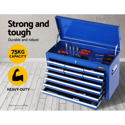 Giantz 10 Drawer Tool Box Cabinet Chest Toolbox Storage Garage Organiser Blue - Image 5