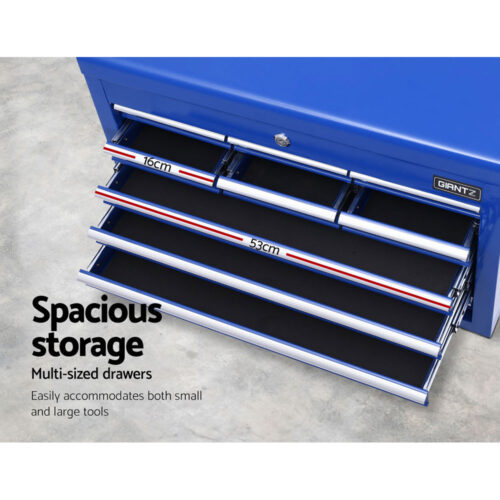 Giantz 10 Drawer Tool Box Cabinet Chest Toolbox Storage Garage Organiser Blue - Image 6
