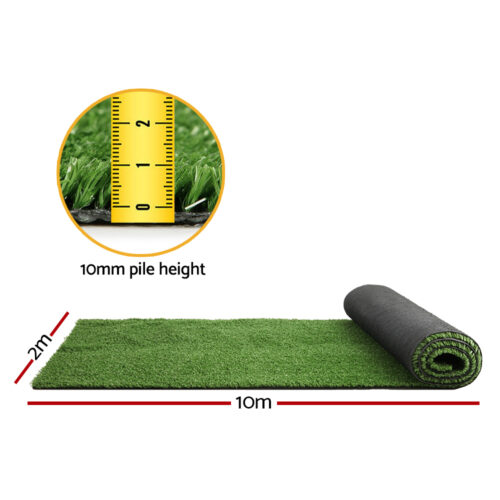 Prime Turf Artificial Grass 2mx10m 10mm Synthetic Fake Lawn Turf Plant Plastic Olive - Image 5