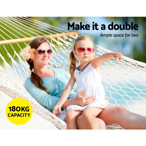 Gardeon Hammock Bed Outdoor Chair Camping Hanging Hammocks Mesh 2 Person - Image 5