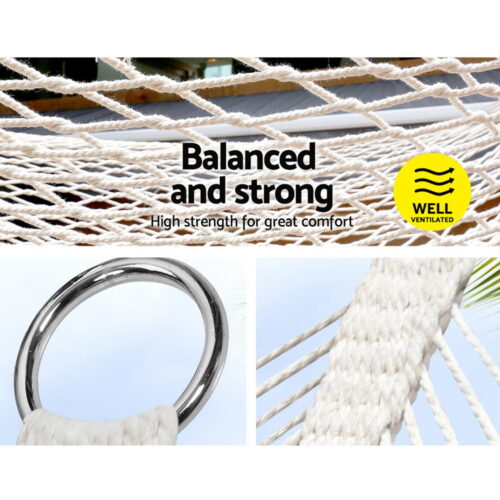 Gardeon Hammock Bed Outdoor Chair Camping Hanging Hammocks Mesh 2 Person - Image 7