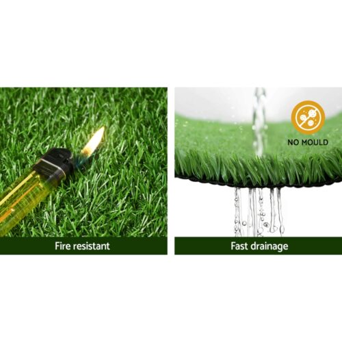 Prime Turf Artificial Grass 2mx10m 17mm Synthetic Fake Lawn Turf Plant Plastic Olive - Image 7