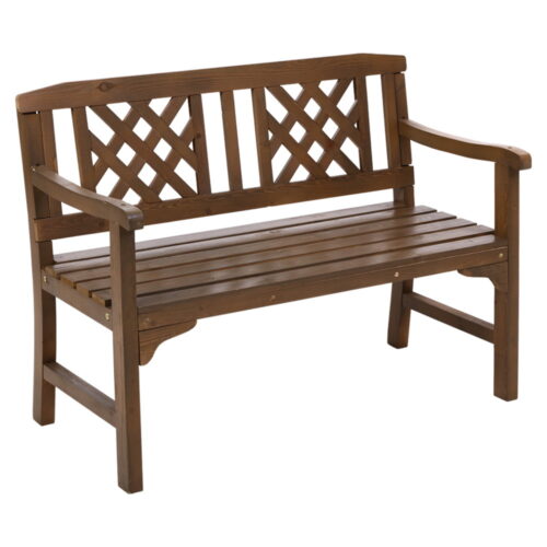 Gardeon Outdoor Garden Bench Wooden Chair 2 Seat Patio Furniture Lounge Natural - Image 2