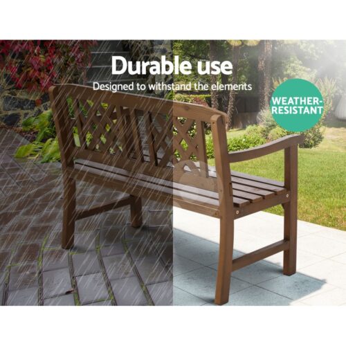 Gardeon Outdoor Garden Bench Wooden Chair 2 Seat Patio Furniture Lounge Natural - Image 10
