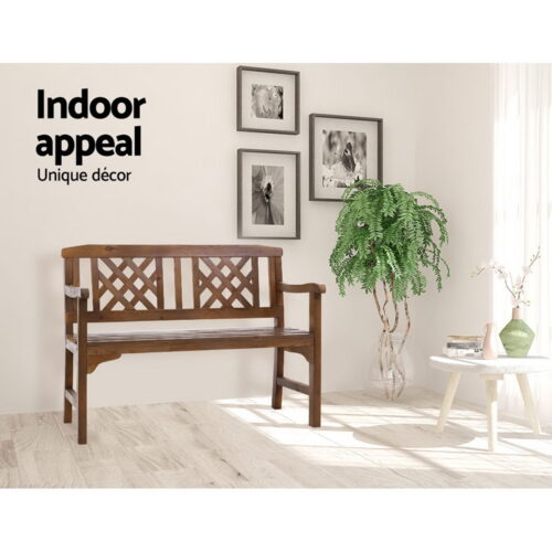 Gardeon Outdoor Garden Bench Wooden Chair 2 Seat Patio Furniture Lounge Natural - Image 11