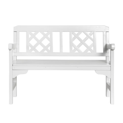 Gardeon Outdoor Garden Bench Wooden Chair 2 Seat Patio Furniture Lounge White - Image 3