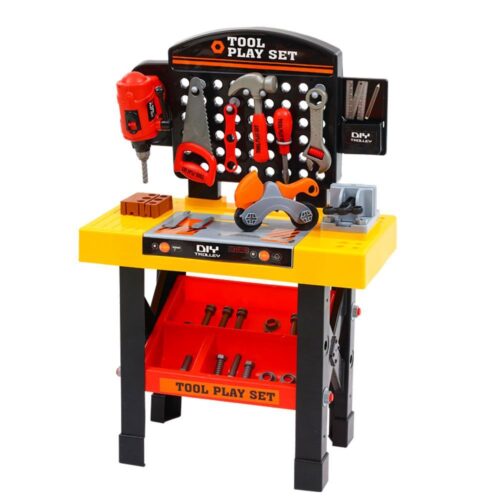 Keezi Kids Pretend Workbench DIY Tools 54 Piece Children Role Play Toys Black - Image 2