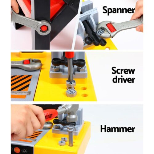 Keezi Kids Pretend Workbench DIY Tools 54 Piece Children Role Play Toys Black - Image 6