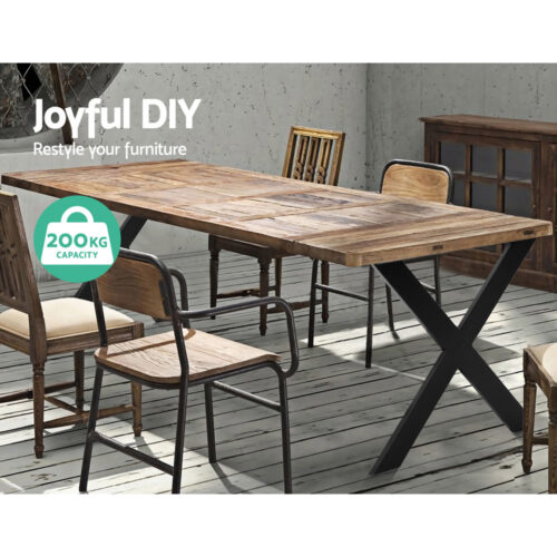 Artiss Metal Table Legs DIY X-shaped 71X60CM Set of 2 - Image 6