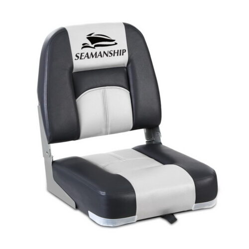 Seamanship 2X Folding Boat Seats Marine Seat Swivel Low Back 10cm Padding Grey - Image 2