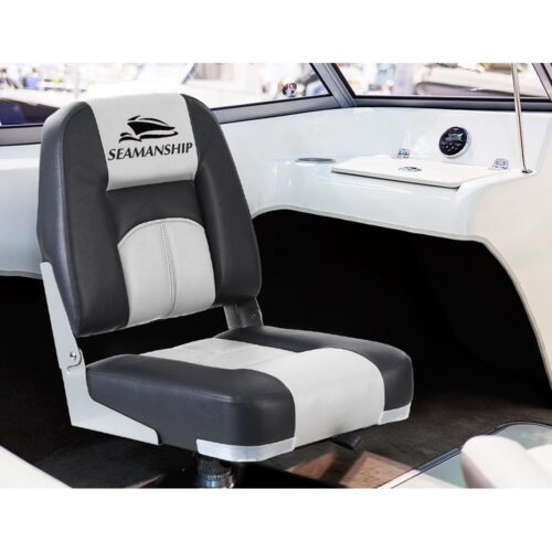 Seamanship 2X Folding Boat Seats Marine Seat Swivel Low Back 10cm Padding Grey - Image 4
