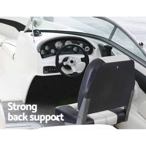 Seamanship 2X Folding Boat Seats Marine Seat Swivel Low Back 10cm Padding Grey - Image 7