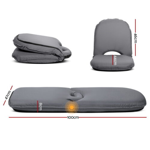 Artiss Floor Lounge Sofa Camping Chair Grey - Image 3