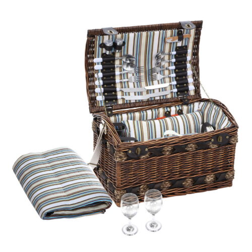 Alfresco 4 Person Picnic Basket Set Insulated Storage Blanket - Image 2