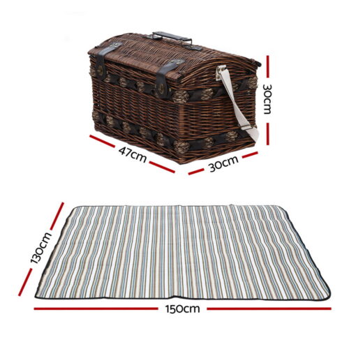 Alfresco 4 Person Picnic Basket Set Insulated Storage Blanket - Image 3
