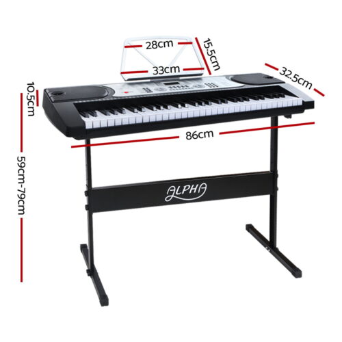Alpha 61 Keys Electronic Piano Keyboard Digital Electric w/ Stand Beginner Silver - Image 3