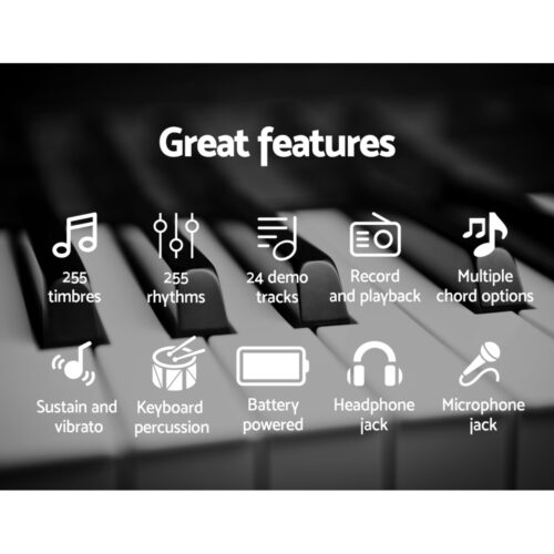 Alpha 61 Keys Electronic Piano Keyboard Digital Electric w/ Stand Beginner Silver - Image 5
