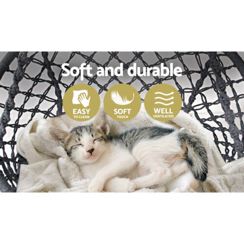 Gardeon Hammock Chair Outdoor Hanging Macrame Cotton Indoor Grey - Image 6