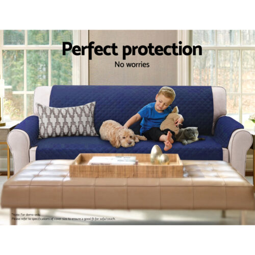 Artiss Sofa Cover Couch Covers 3 Seater Quilted Navy - Image 6