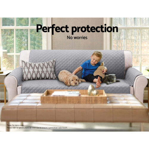 Artiss Sofa Cover Couch Covers 3 Seater Quilted Grey - Image 6