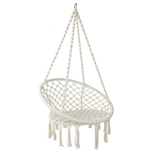 Gardeon Hammock Chair Outdoor Hanging Macrame Cotton Indoor Cream - Image 2