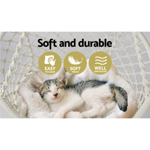 Gardeon Hammock Chair Outdoor Hanging Macrame Cotton Indoor Cream - Image 6
