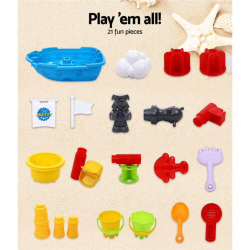 Keezi Kids Sandpit Pretend Play Set Outdoor Toys Water Table Activity Play Set - Image 7