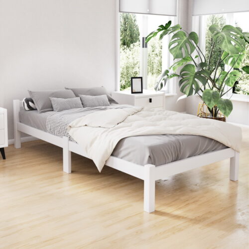 Artiss Bed Frame Single Size Wooden White LEXI - Image 8