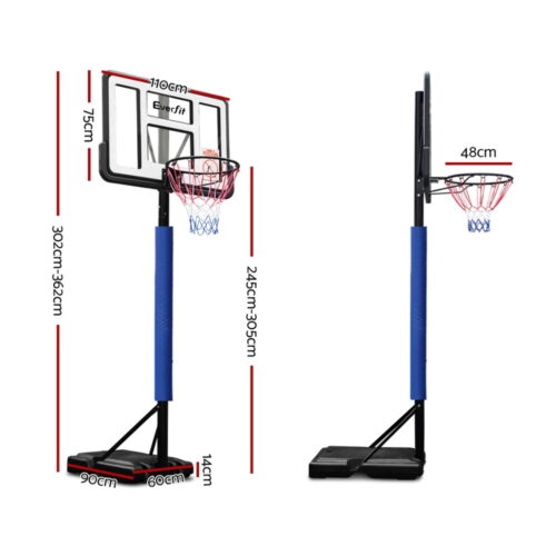 Everfit 3.05M Basketball Hoop Stand System Adjustable Height Portable Pro Blue - Image 2