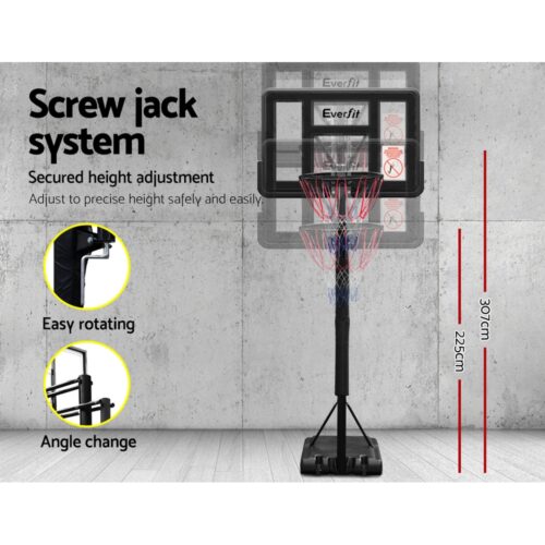Everfit 3.05M Basketball Hoop Stand System Adjustable Height Portable Pro Black - Image 5