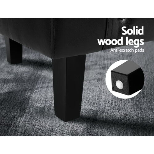 Artiss Armchair Set with Ottoman Black Ava - Image 5