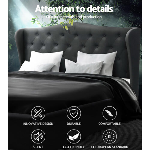 Artiss Bed Frame Queen Size Charcoal PIER - Image 4