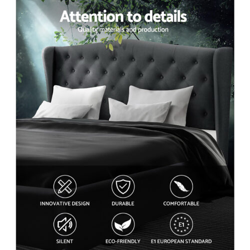 Artiss Bed Frame King Size Charcoal PIER - Image 4