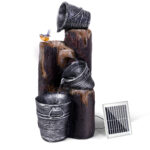 Gardeon Solar Water Feature Cascading Fountain 3-Tier Bucket LED light Bird 76CM