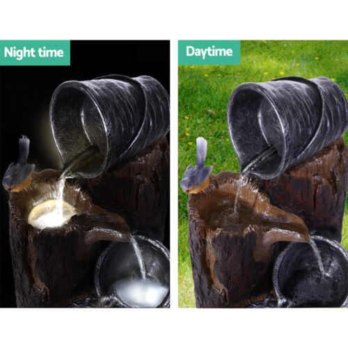 Gardeon Solar Water Feature Cascading Fountain 3-Tier Bucket LED light Bird 76CM - Image 5